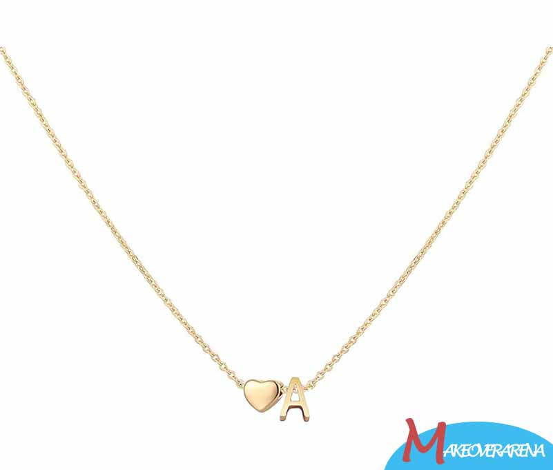 Glimmerst 18K Gold-Plated Stainless-Steel Tiny Heart Letter Necklace